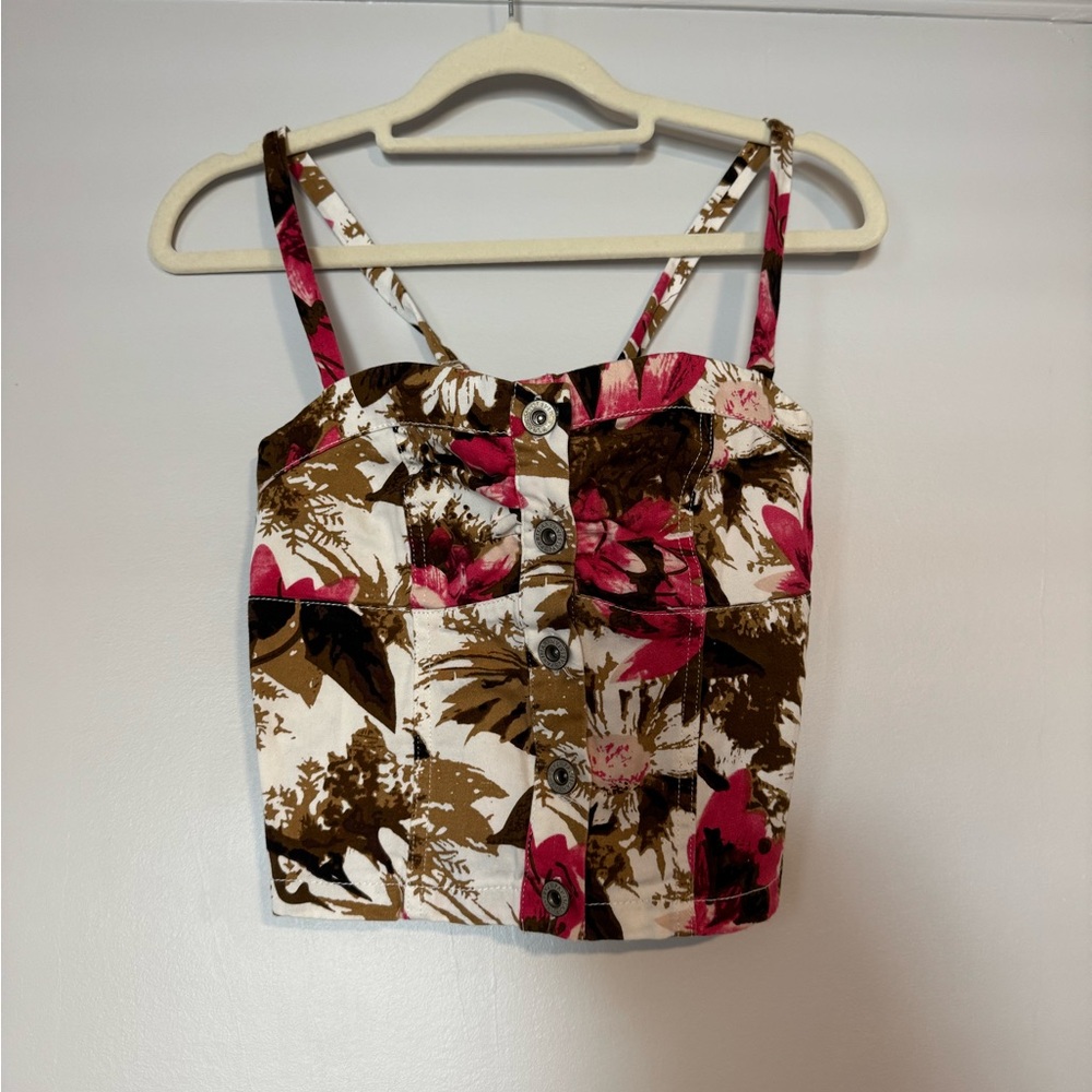 Floral Button-Down Crop Top